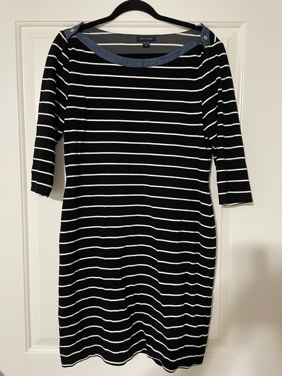 Tommy Hilfiger Dresses & Skirts - Tommy Hilfiger Black White Striped Boat Neck Dress Womens Size L